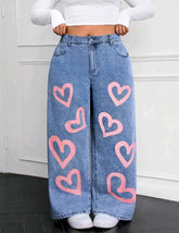 Jean ancho con corazones